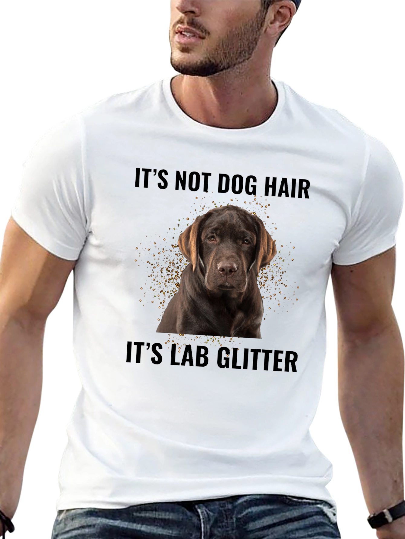 Lab Glitter Dog T-Shirt - Unisex Black Tee