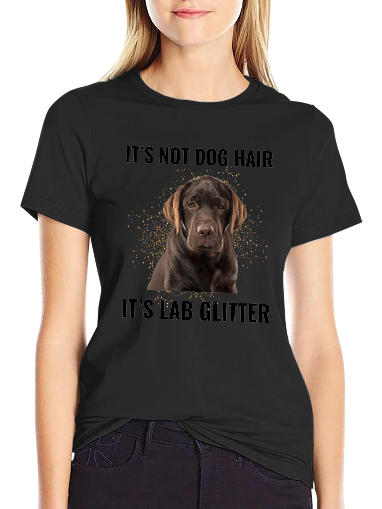 Lab Glitter Dog T-Shirt - Unisex Black Tee