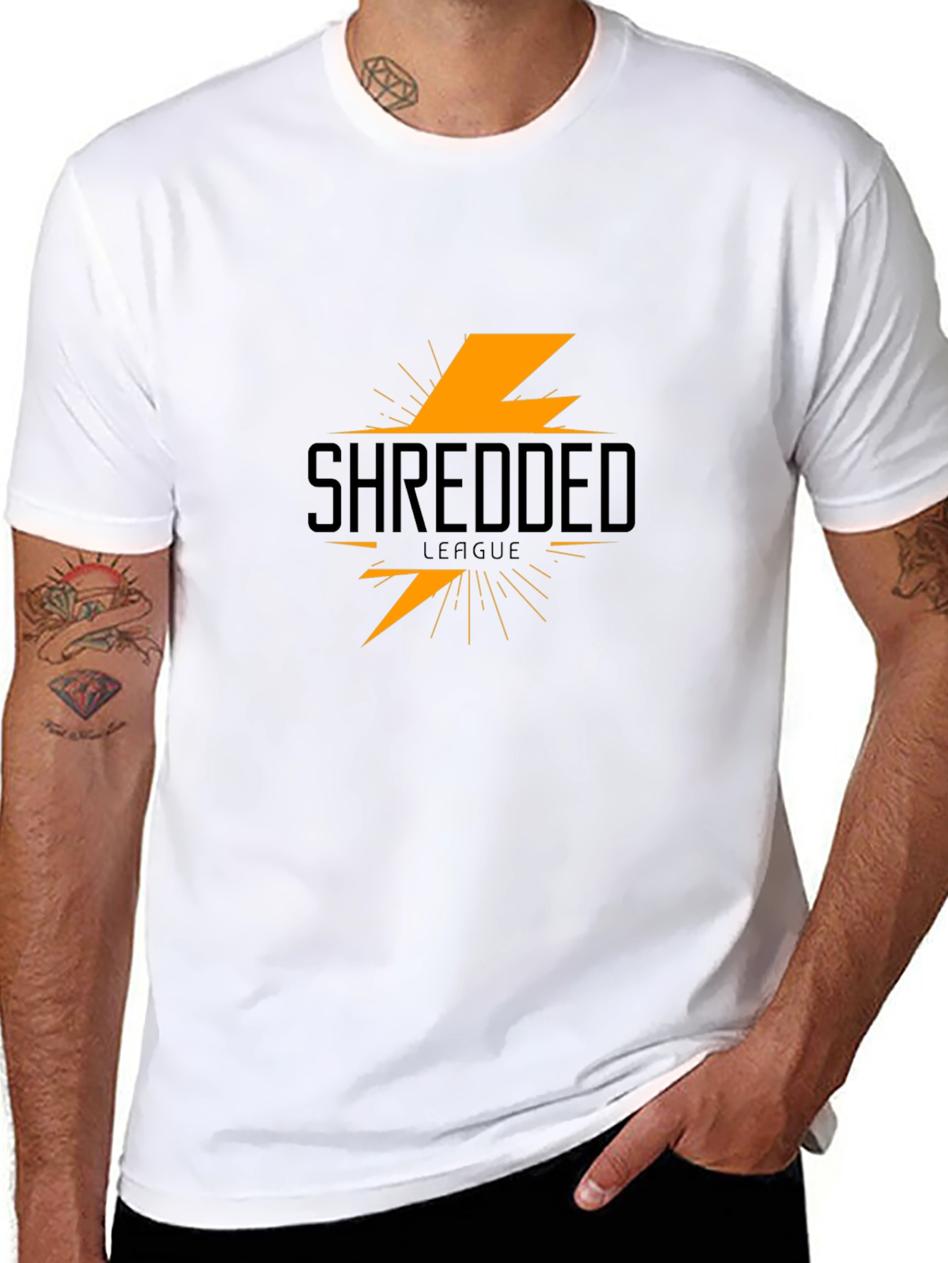 Shredded League Black T-Shirt - Lightning Bolt Graphic