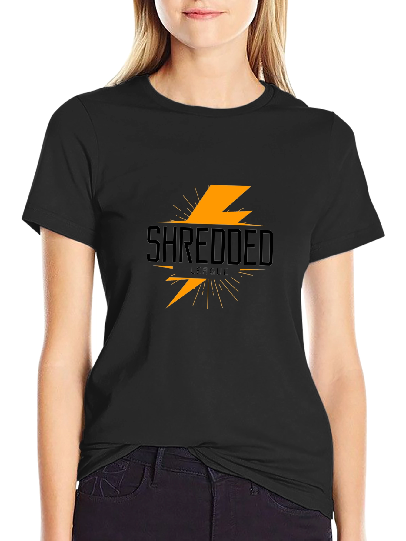 Shredded League Black T-Shirt - Lightning Bolt Graphic