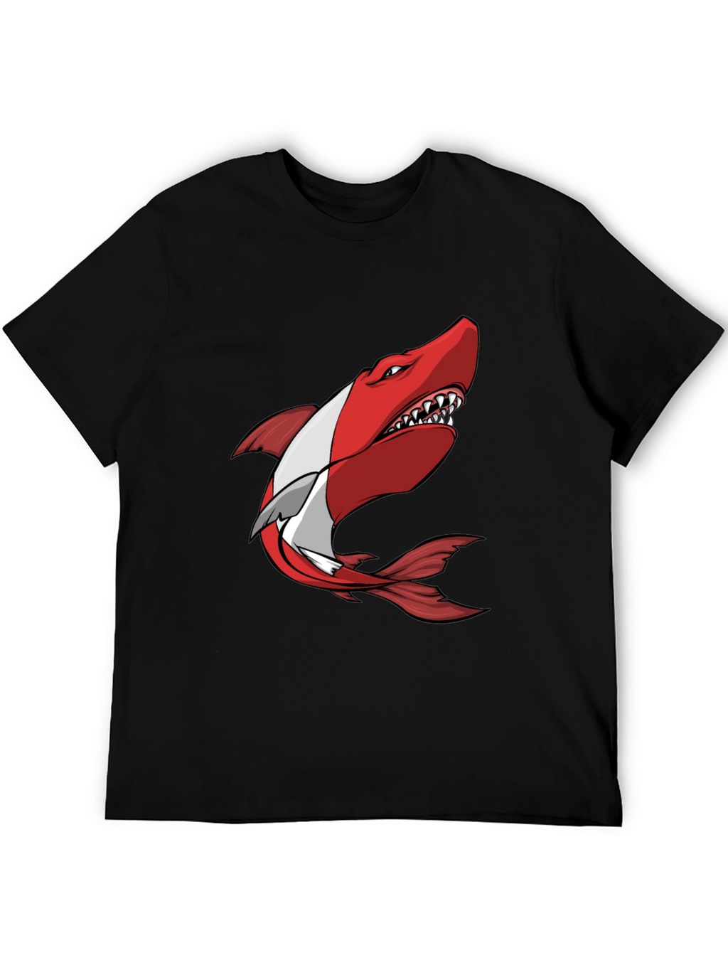Red Shark Graphic Tee - Mens Black T-Shirt
