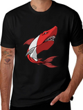 Red Shark Graphic Tee - Mens Black T-Shirt