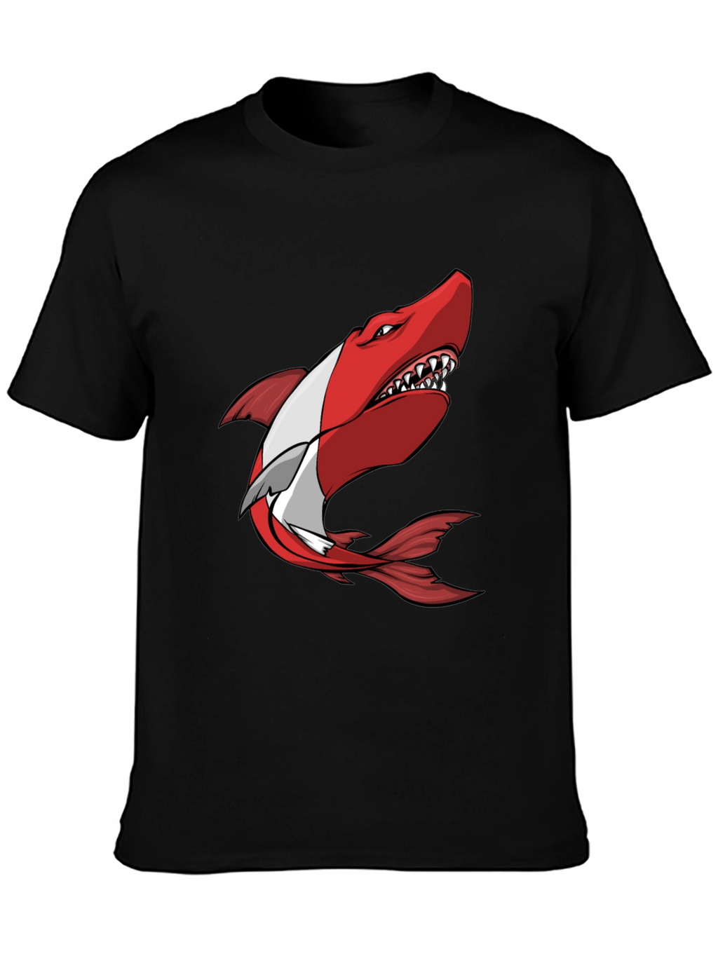 Red Shark Graphic Tee - Mens Black T-Shirt