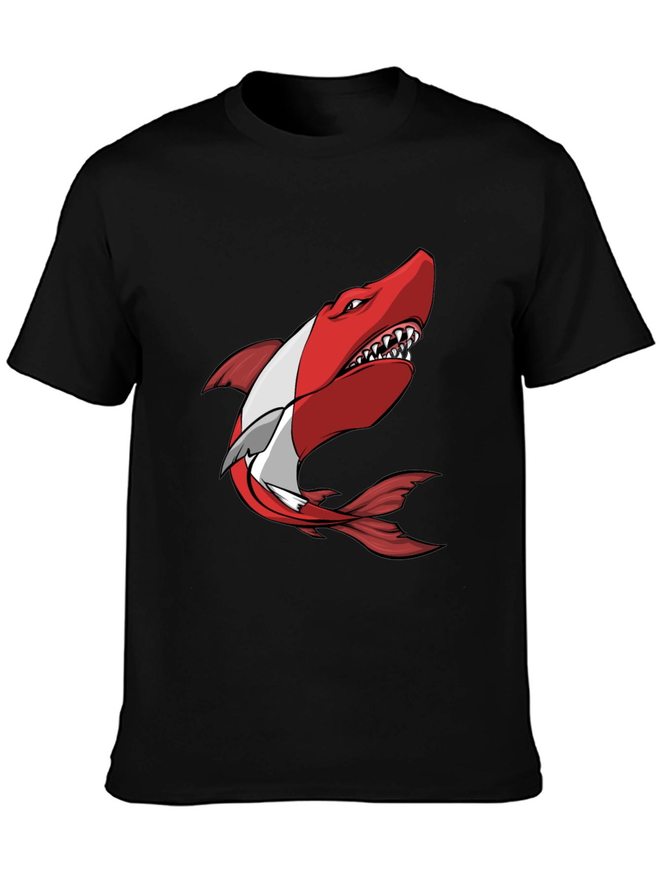 Red Shark Graphic Tee - Mens Black T-Shirt