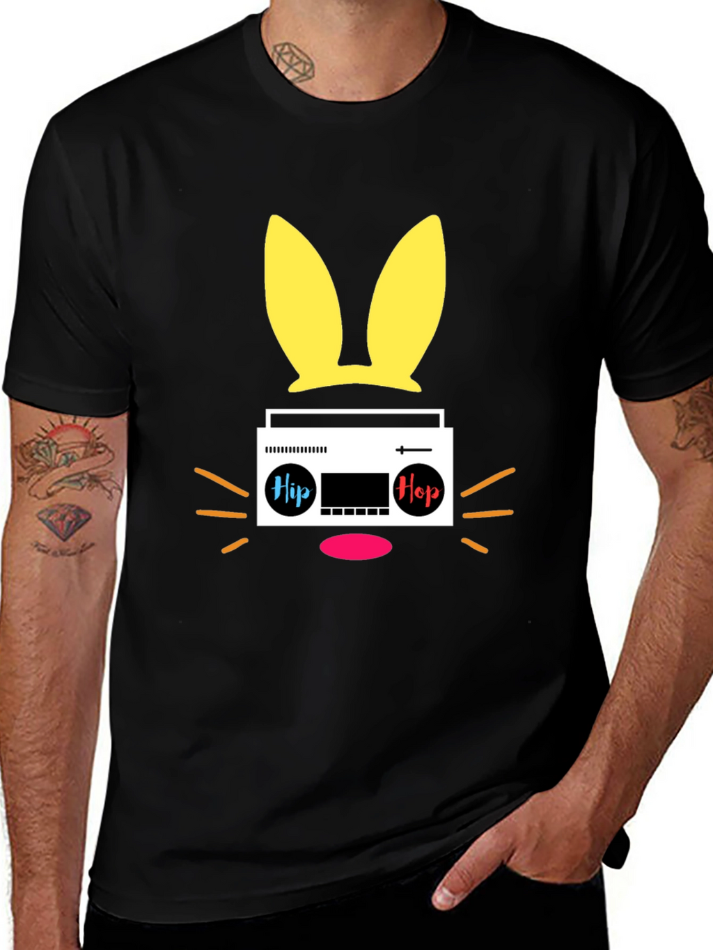 Hip Hop Bunny Black T-Shirt