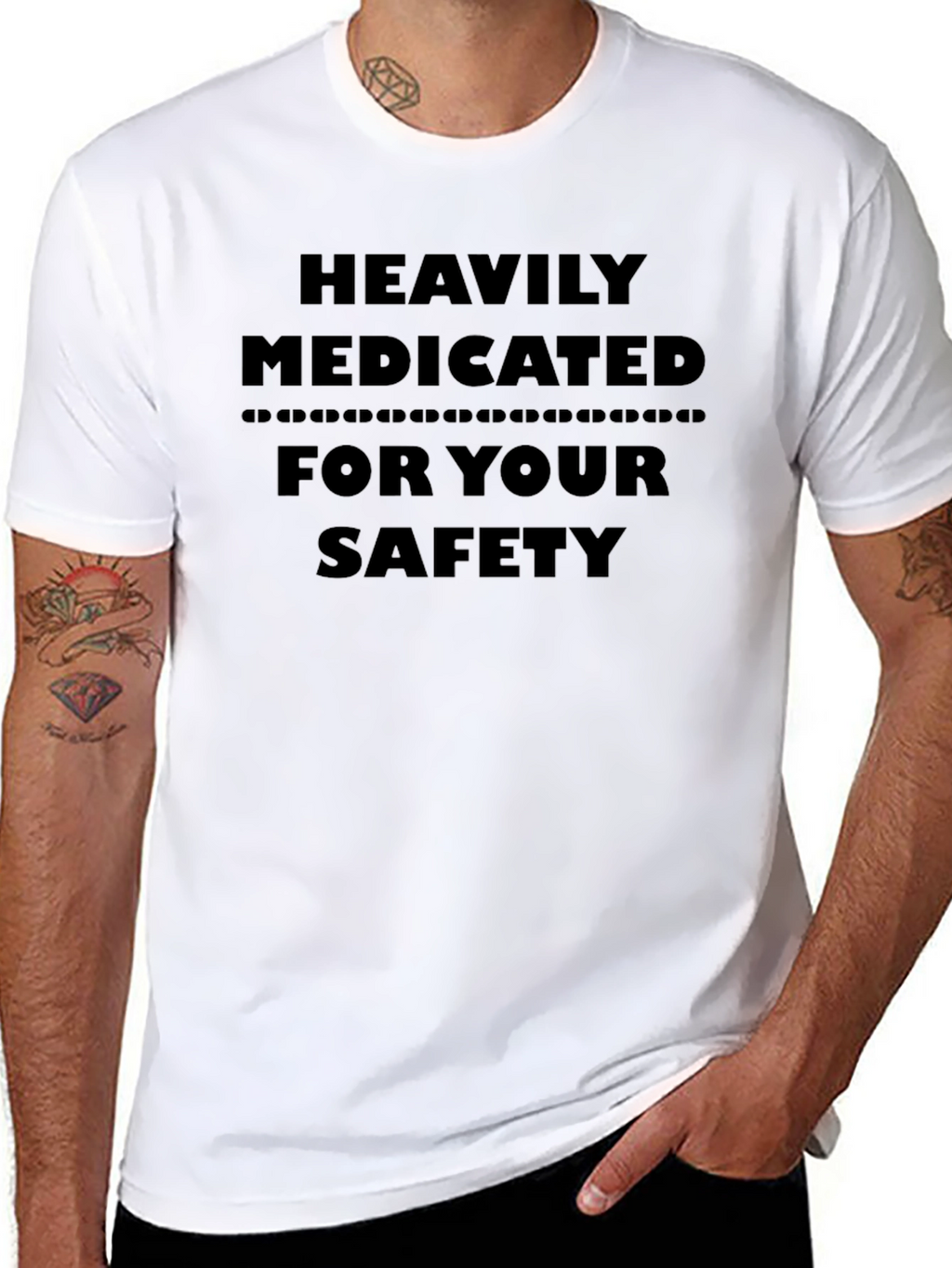 Heavily Medicated Safety Tee - Black Graphic T-Shirt