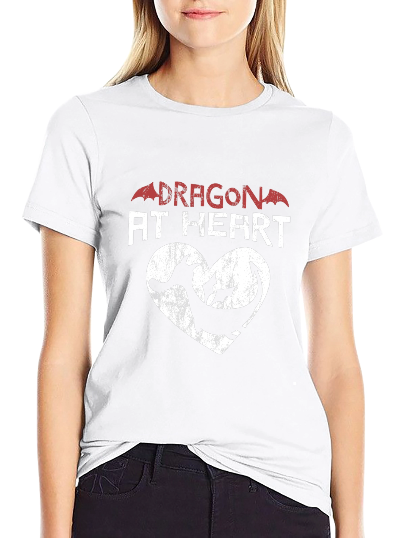 Dragon at Heart Graphic Print Tee - Black