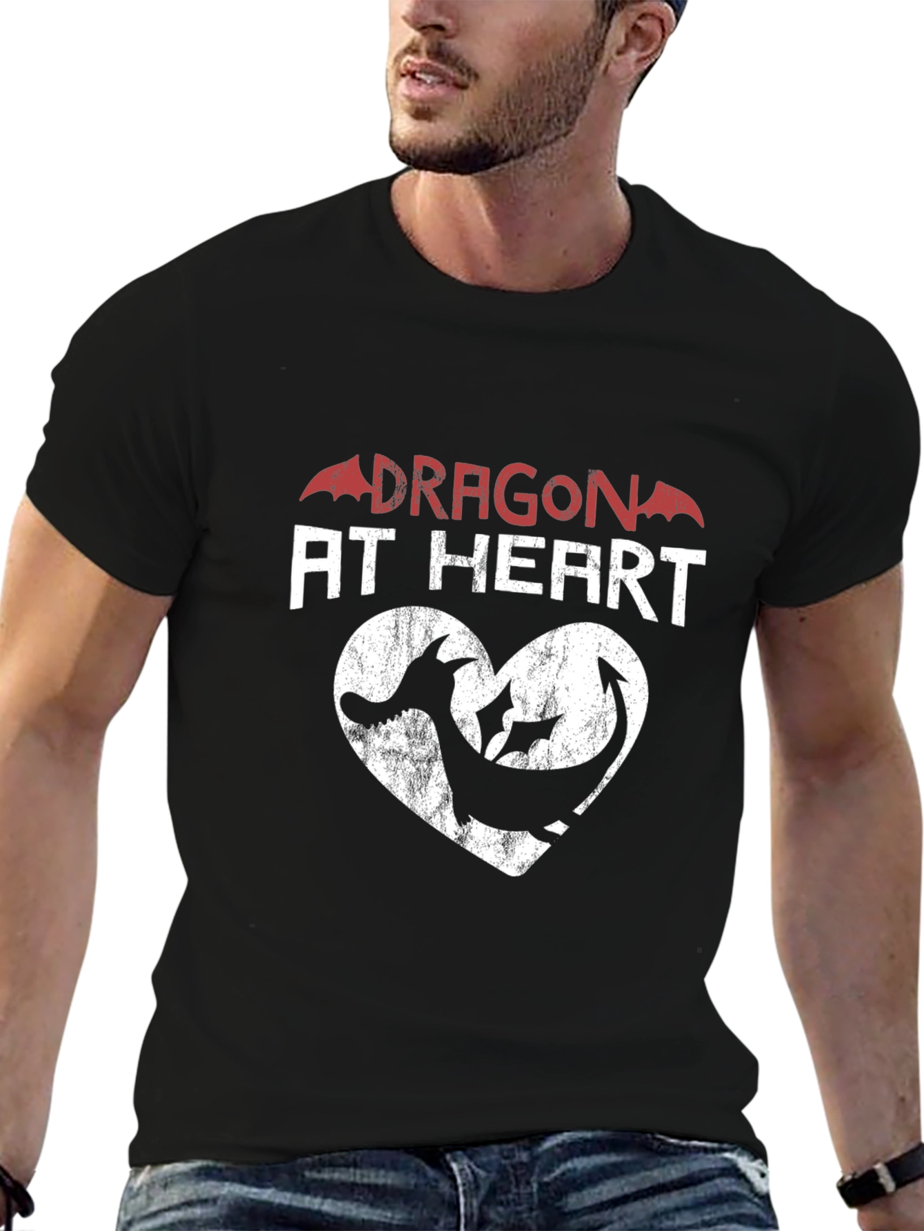Dragon at Heart Graphic Print Tee - Black