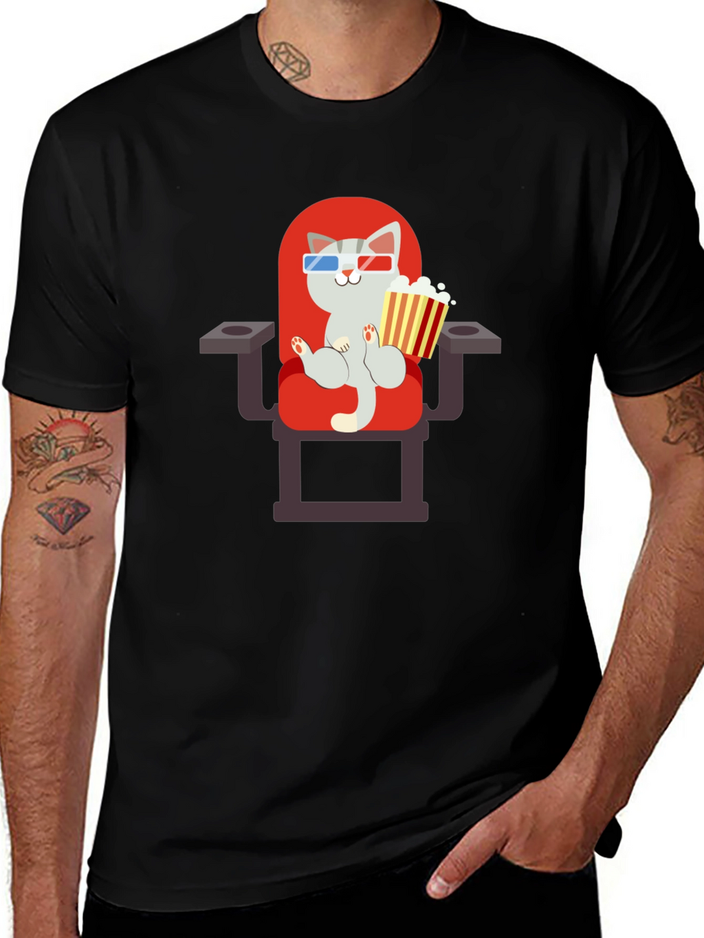 Cat Movie Lover Graphic Tee