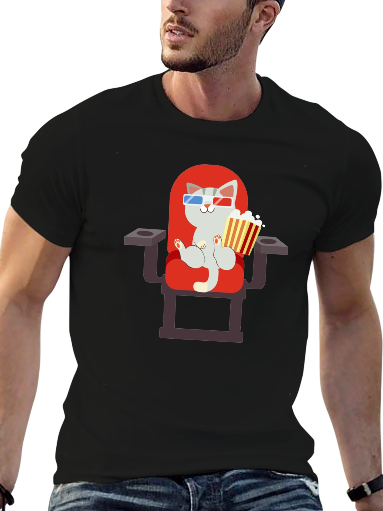 Cat Movie Lover Graphic Tee