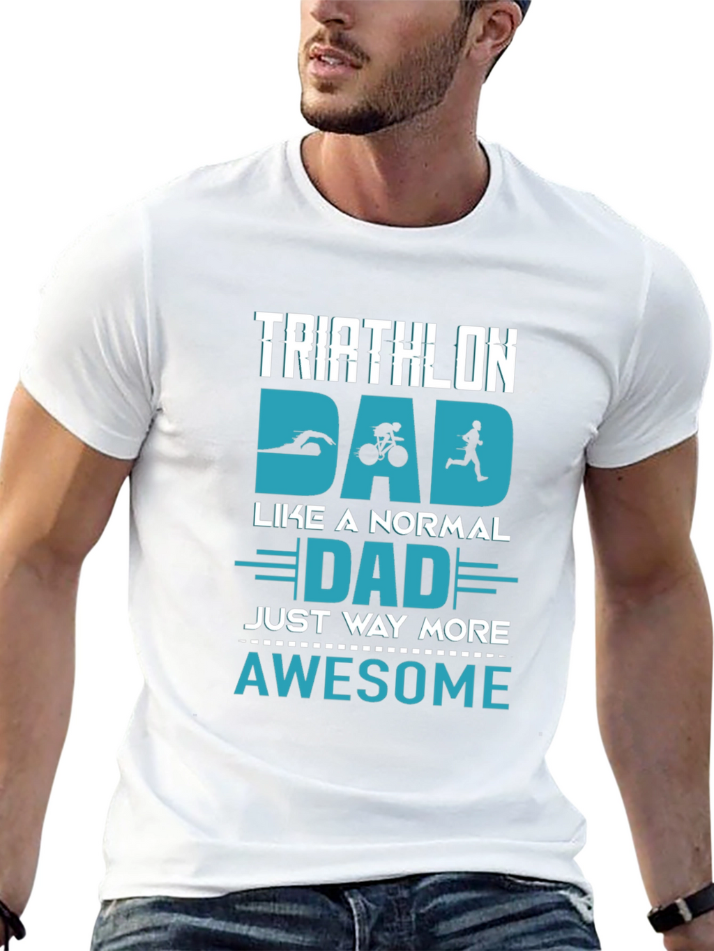 Triathlon Dad Awesome Graphic T-Shirt