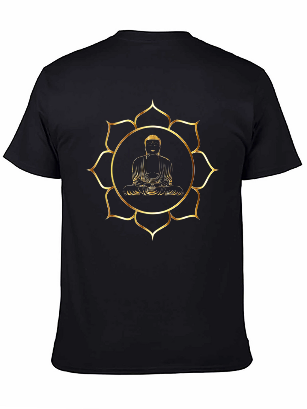 Buddha Gold Lotus Graphic Black T-Shirt
