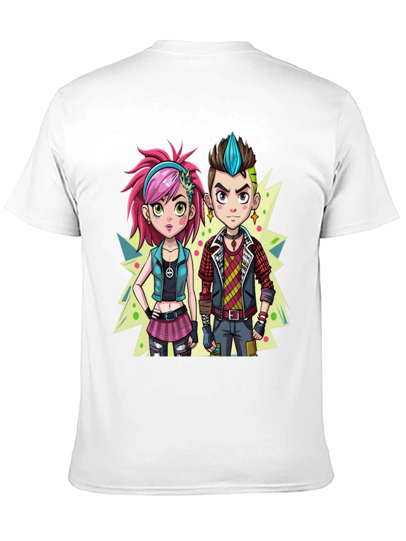 Cartoon Couple Black Graphic Tee