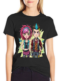 Cartoon Couple Black Graphic Tee