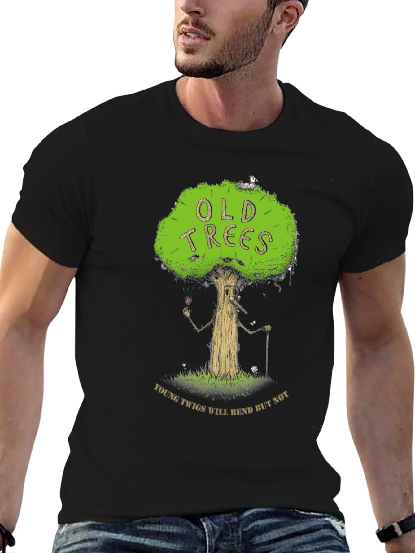 Old Trees Black Graphic T-Shirt