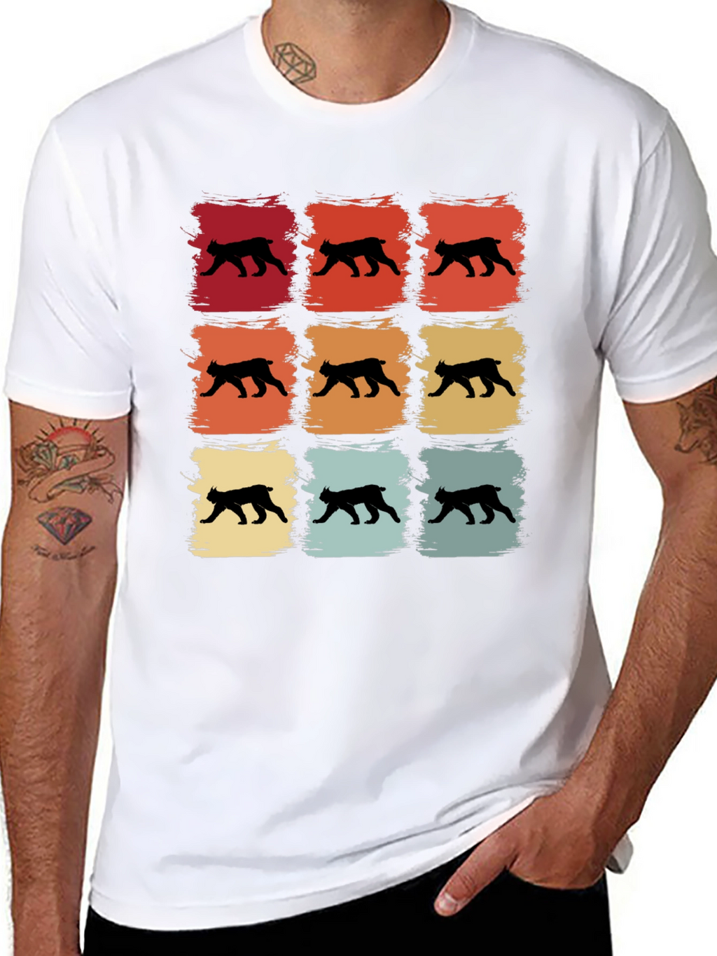 Retro Bobcat Silhouette Graphic T-Shirt