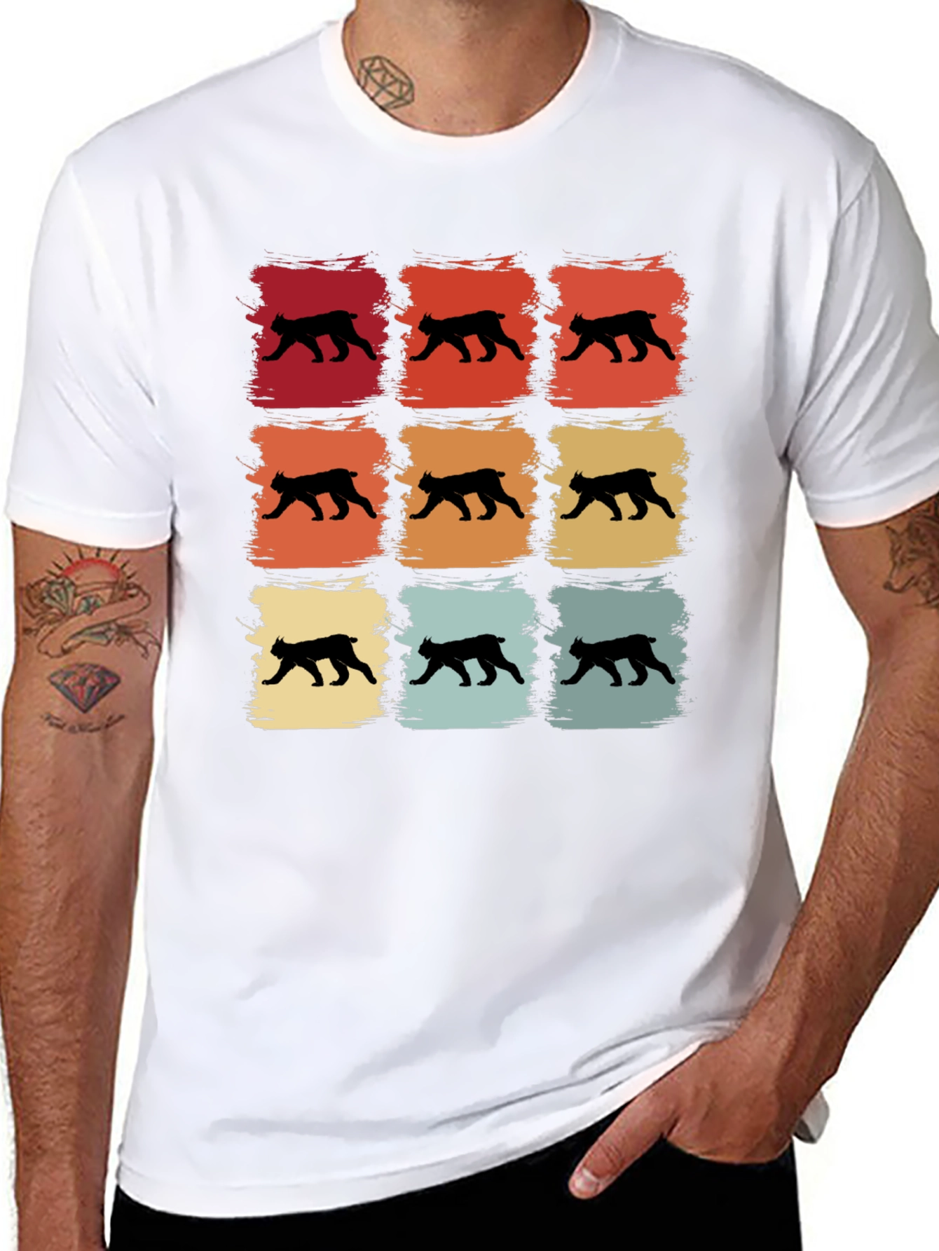 Retro Bobcat Silhouette Graphic T-Shirt