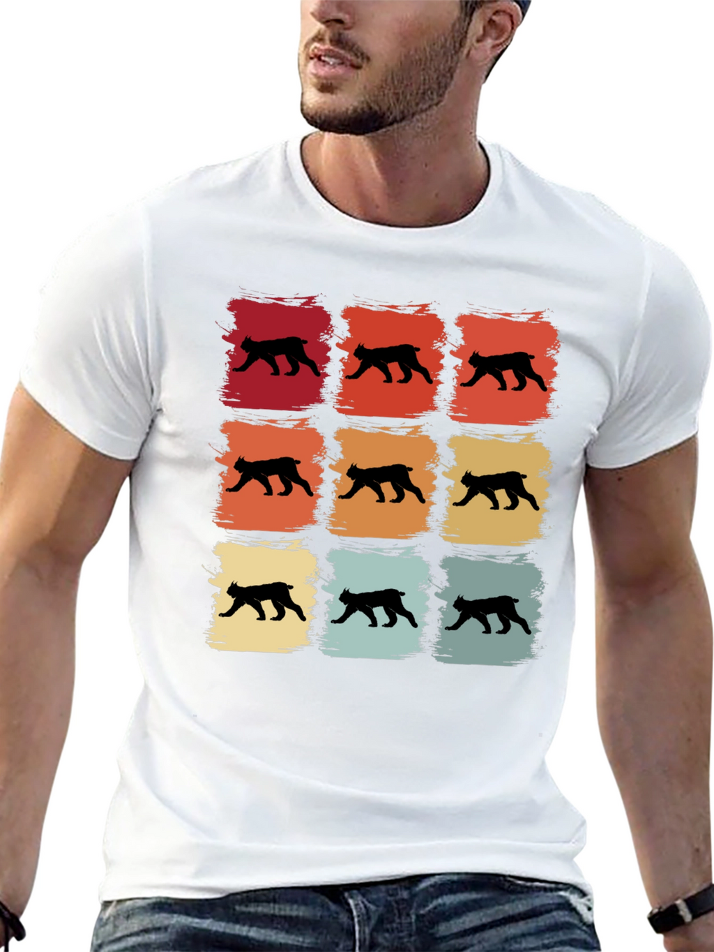 Retro Bobcat Silhouette Graphic T-Shirt