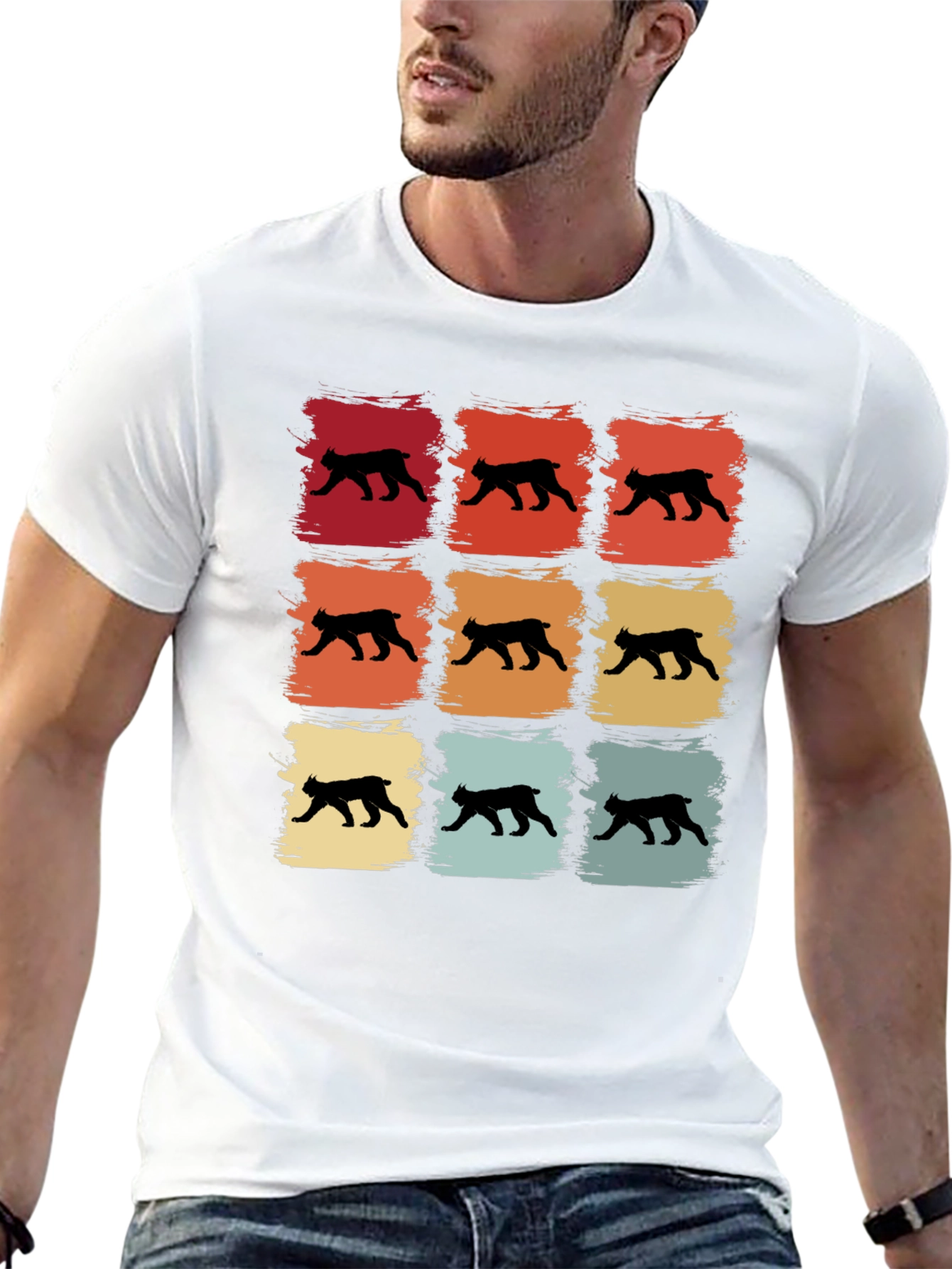 Retro Bobcat Silhouette Graphic T-Shirt