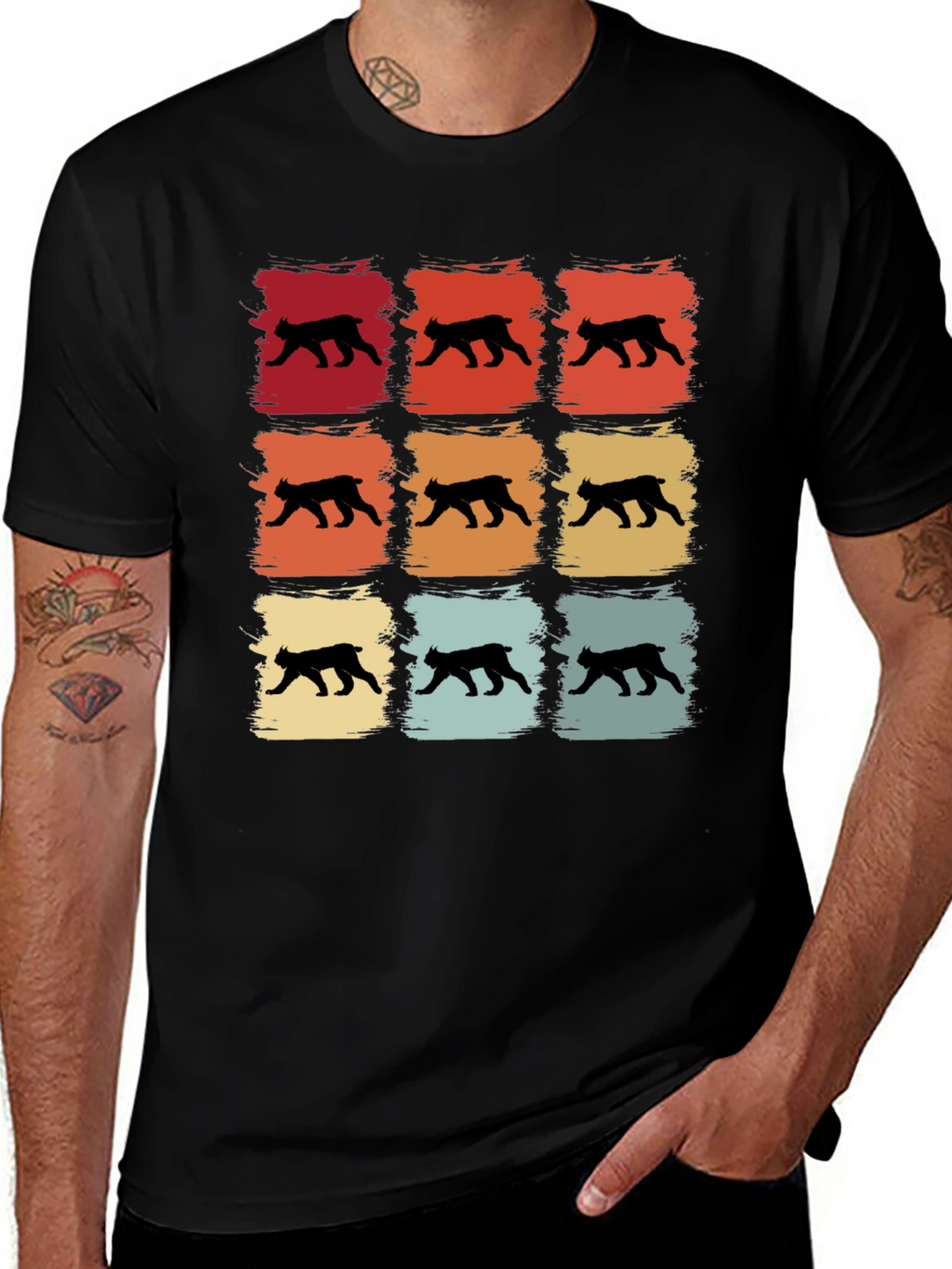 Retro Bobcat Silhouette Graphic T-Shirt