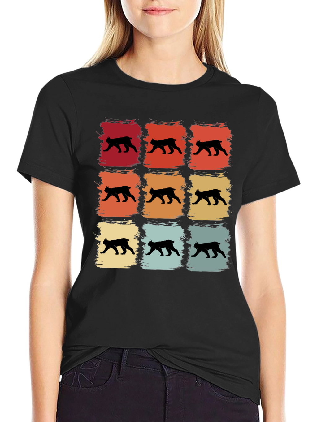 Retro Bobcat Silhouette Graphic T-Shirt