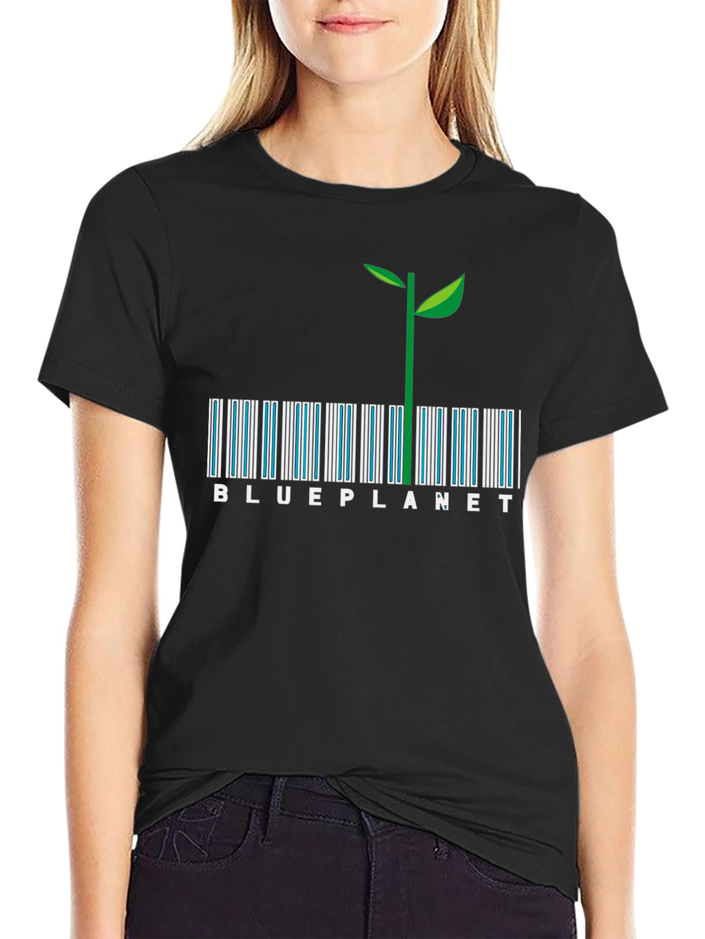 Blue Planet Barcode Plant Graphic Tee