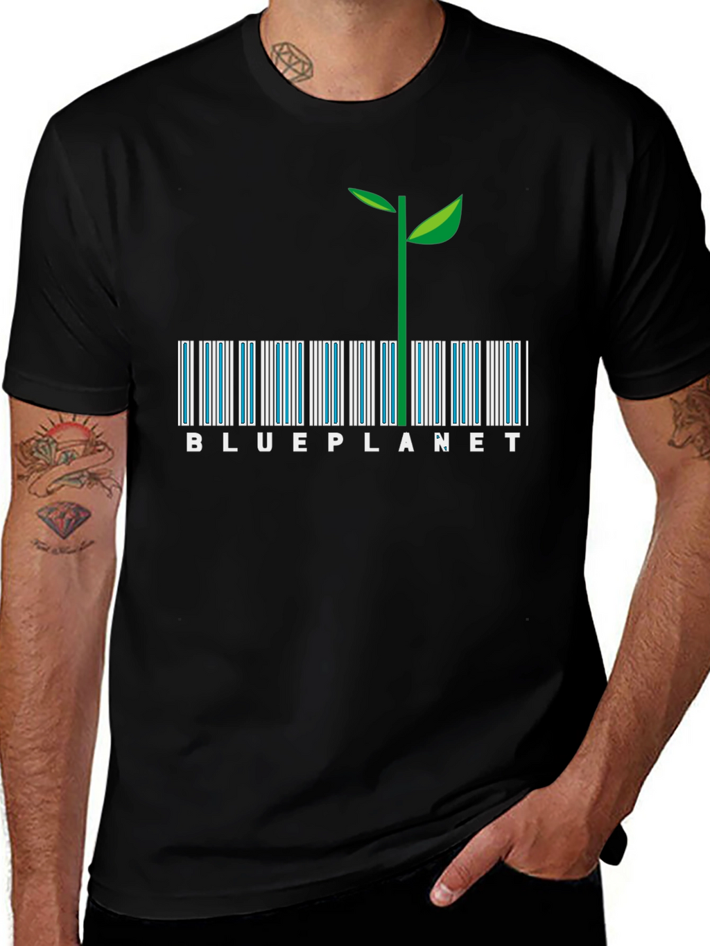 Blue Planet Barcode Plant Graphic Tee