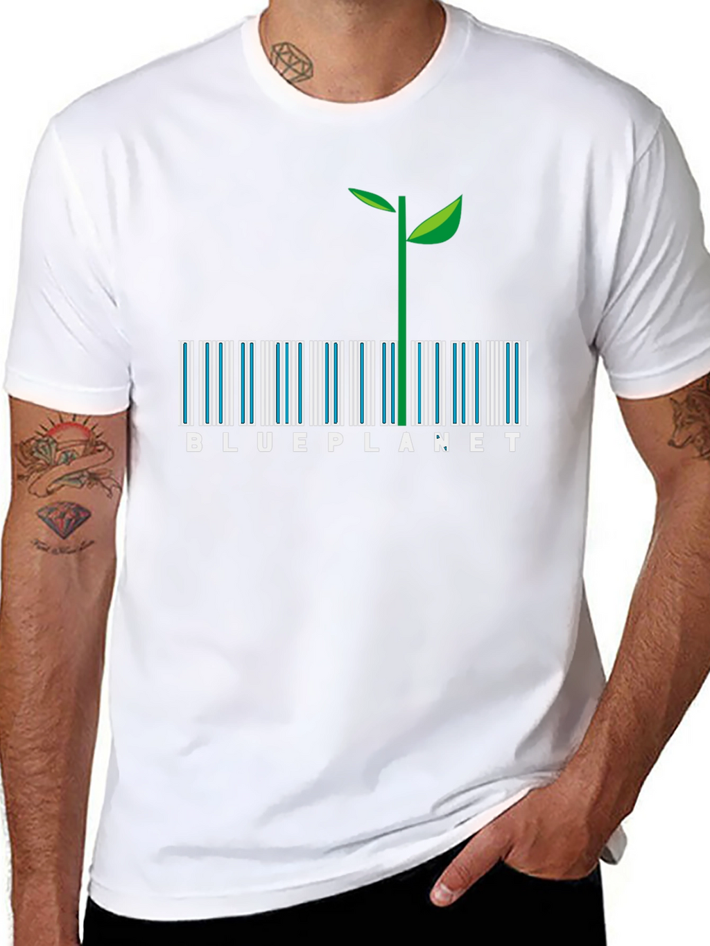 Blue Planet Barcode Plant Graphic Tee