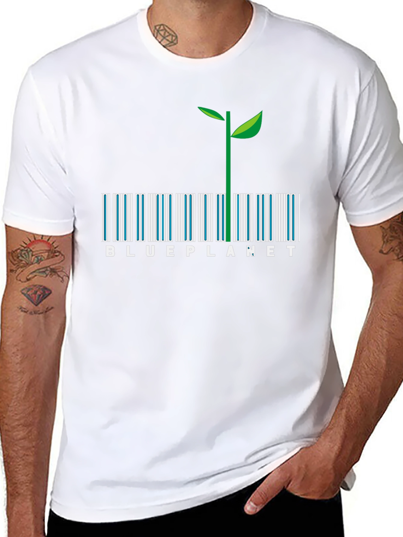 Blue Planet Barcode Plant Graphic Tee
