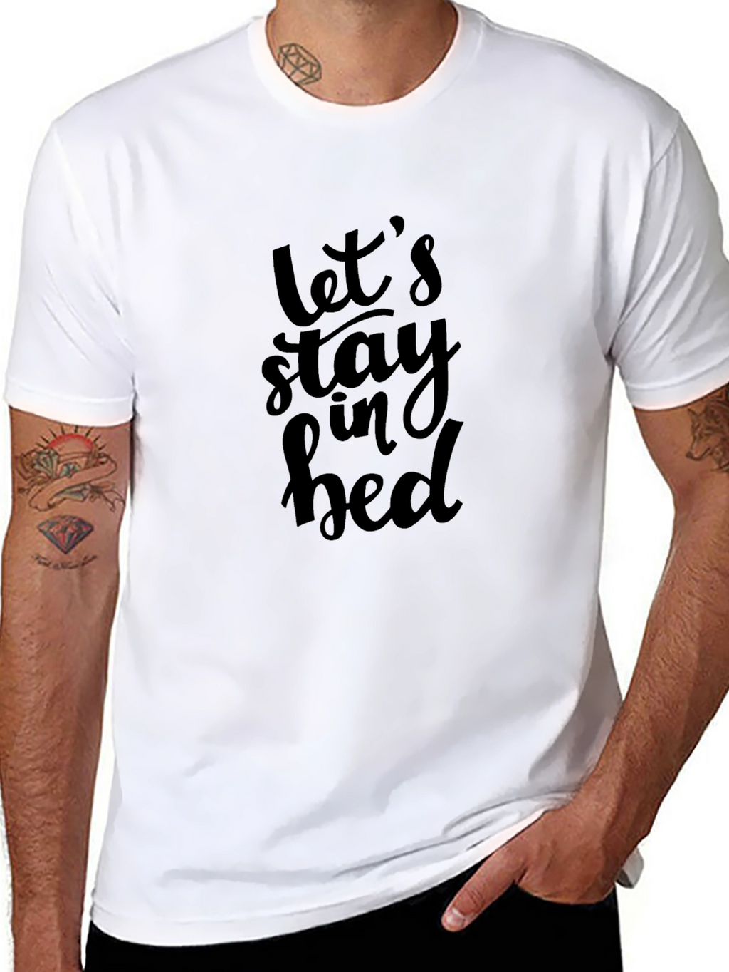 Lets Stay In Bed Graphic Tee - Black