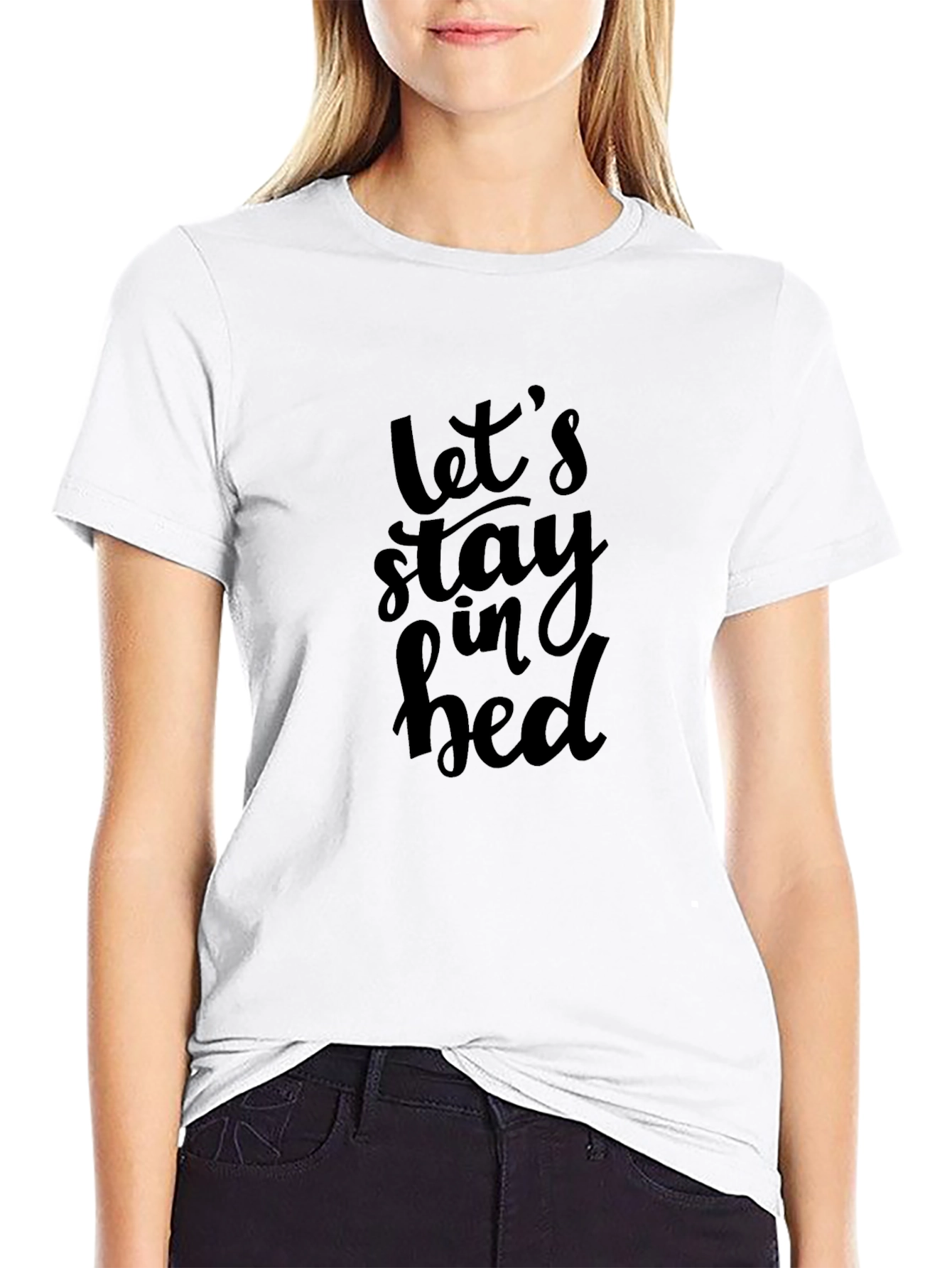 Lets Stay In Bed Graphic Tee - Black