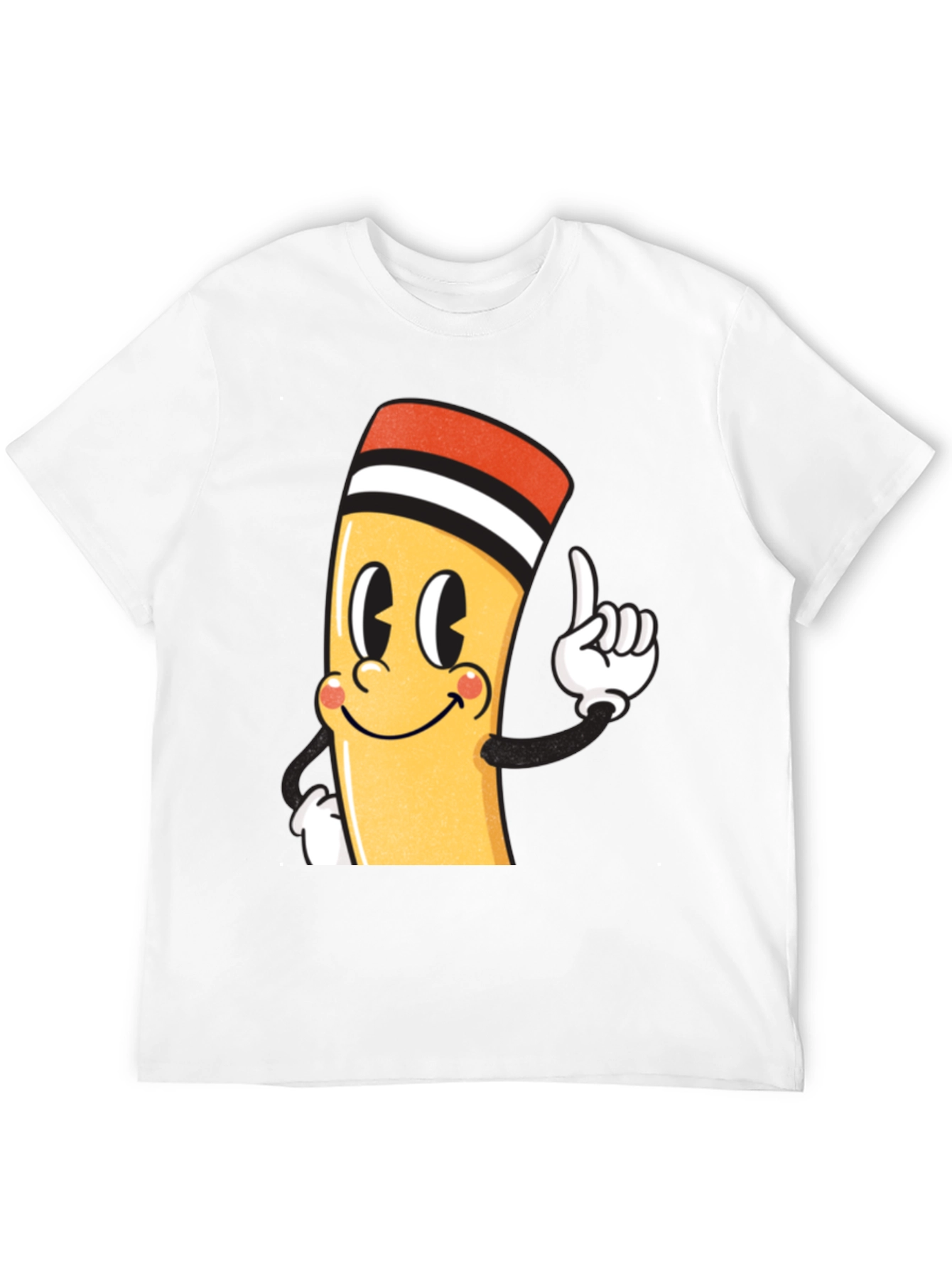 Cartoon Pencil Graphic Black T-Shirt