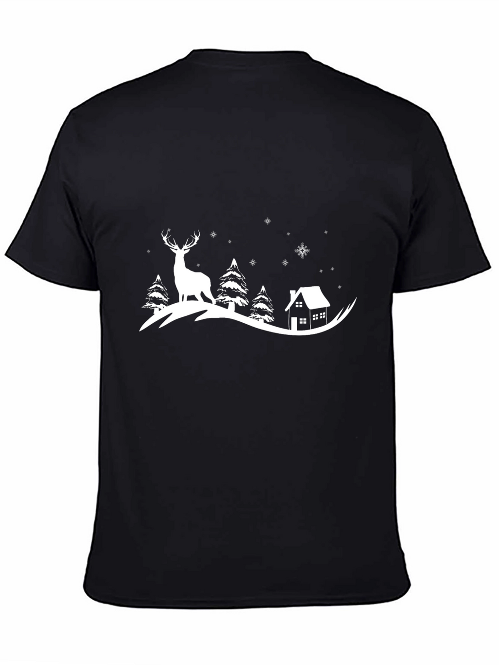 Winter Deer Cabin Graphic T-Shirt