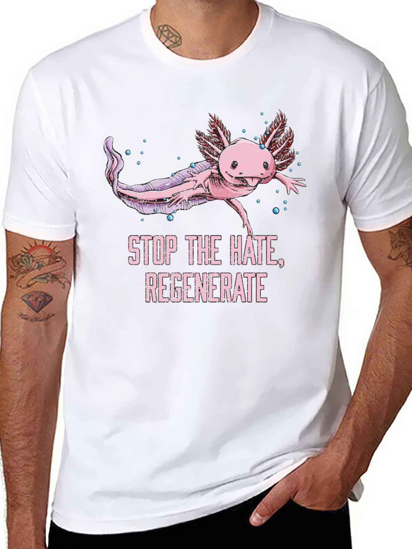Axolotl Stop the Hate Graphic Tee