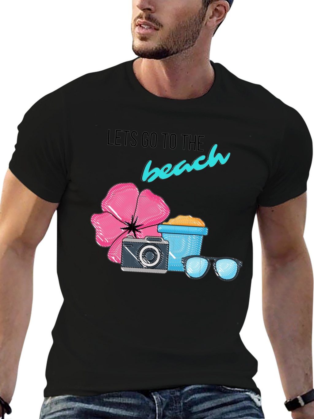 Beach Time Black Graphic Tee