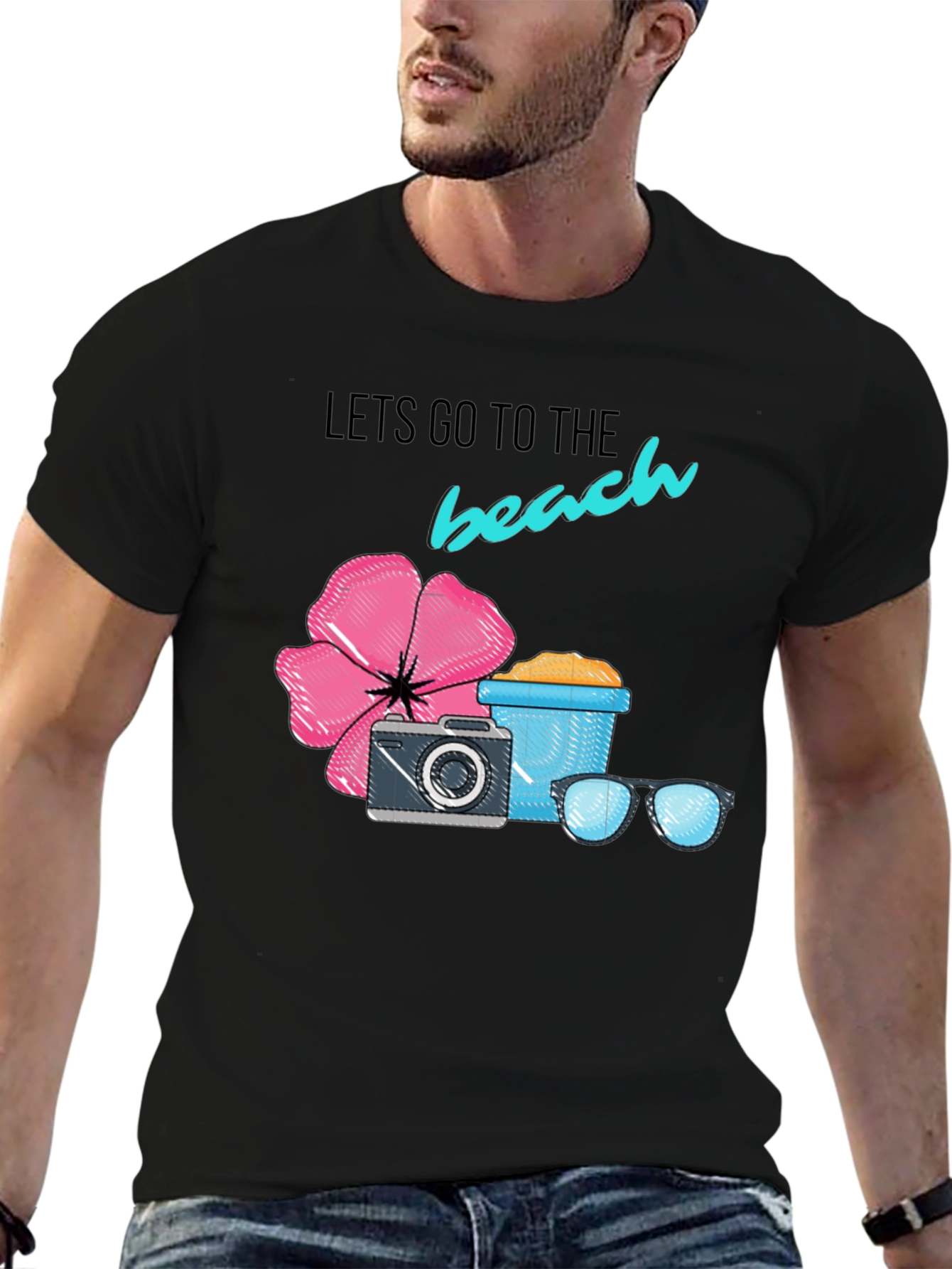 Beach Time Black Graphic Tee