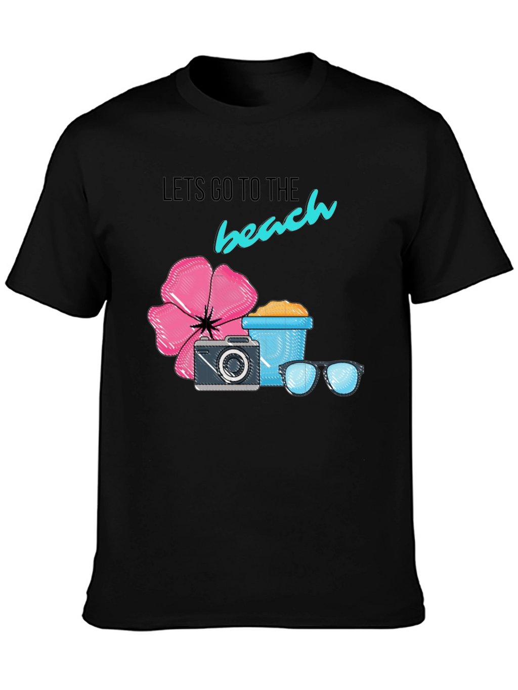 Beach Time Black Graphic Tee