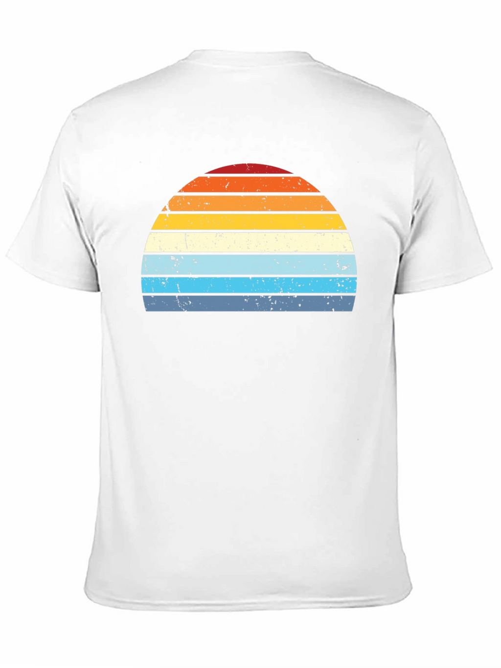 Retro Sunset Striped Graphic Tee - Black