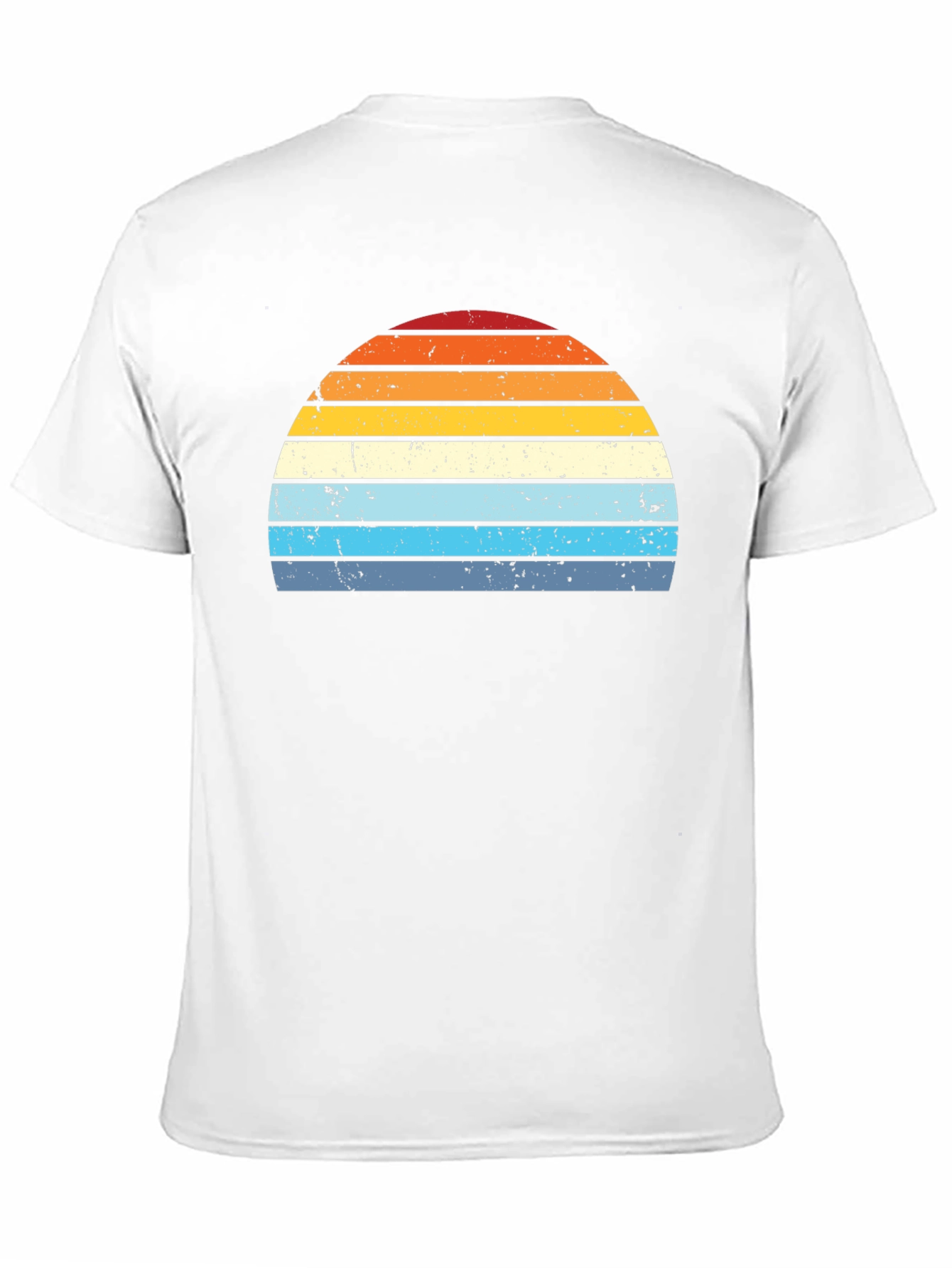 Retro Sunset Striped Graphic Tee - Black