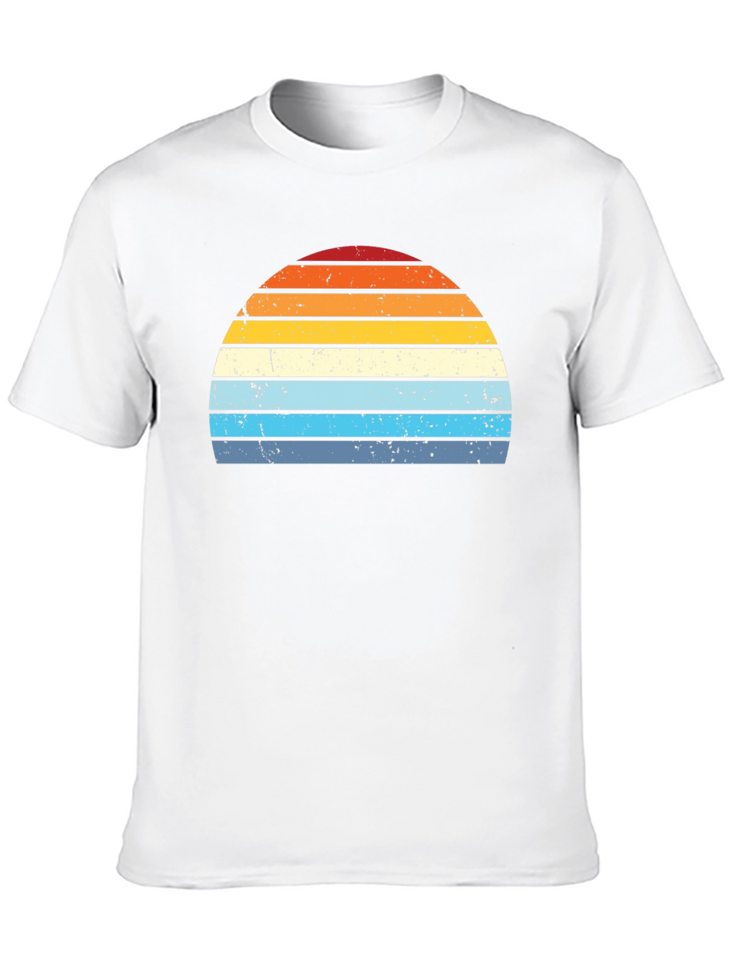 Retro Sunset Striped Graphic Tee - Black