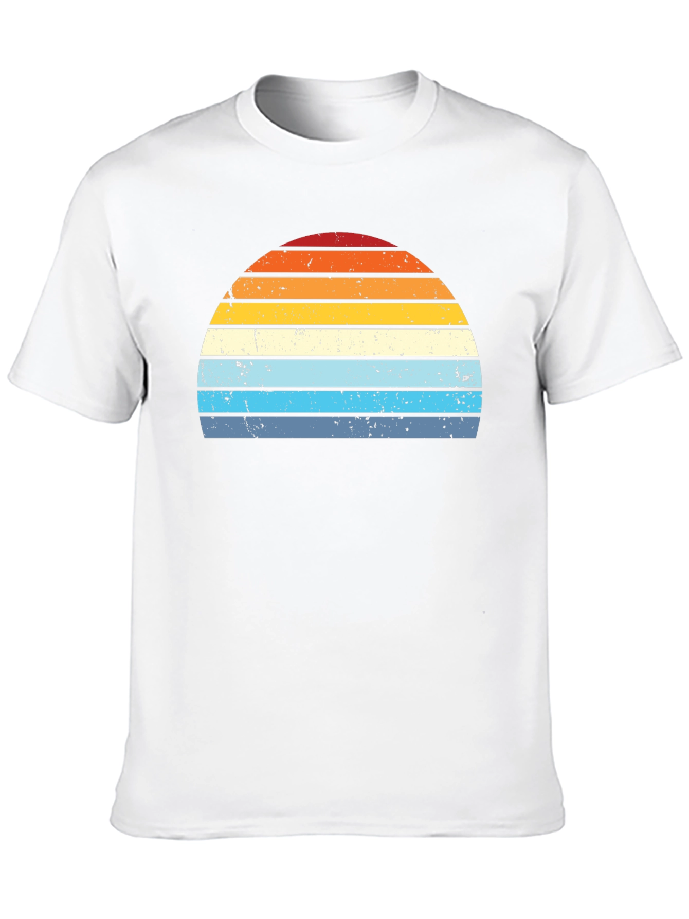 Retro Sunset Striped Graphic Tee - Black