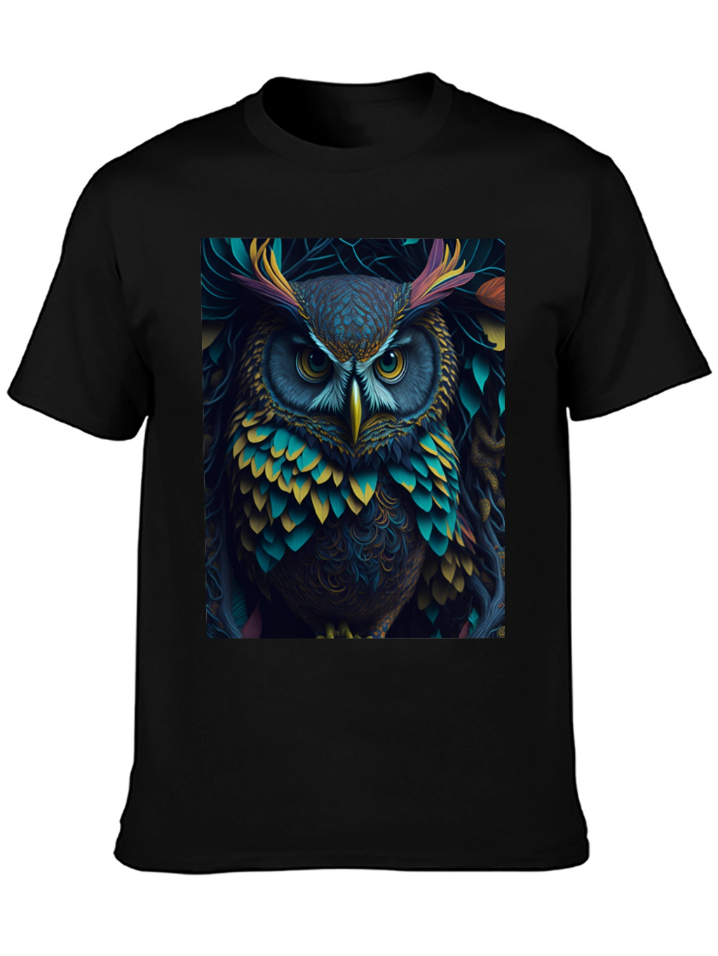 Owl Graphic Tee - Vibrant Bird Art Print