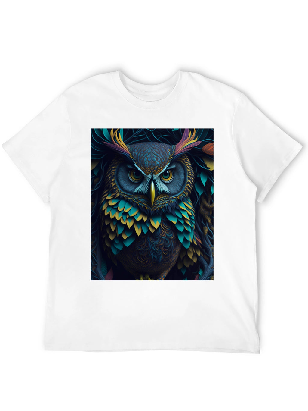 Owl Graphic Tee - Vibrant Bird Art Print