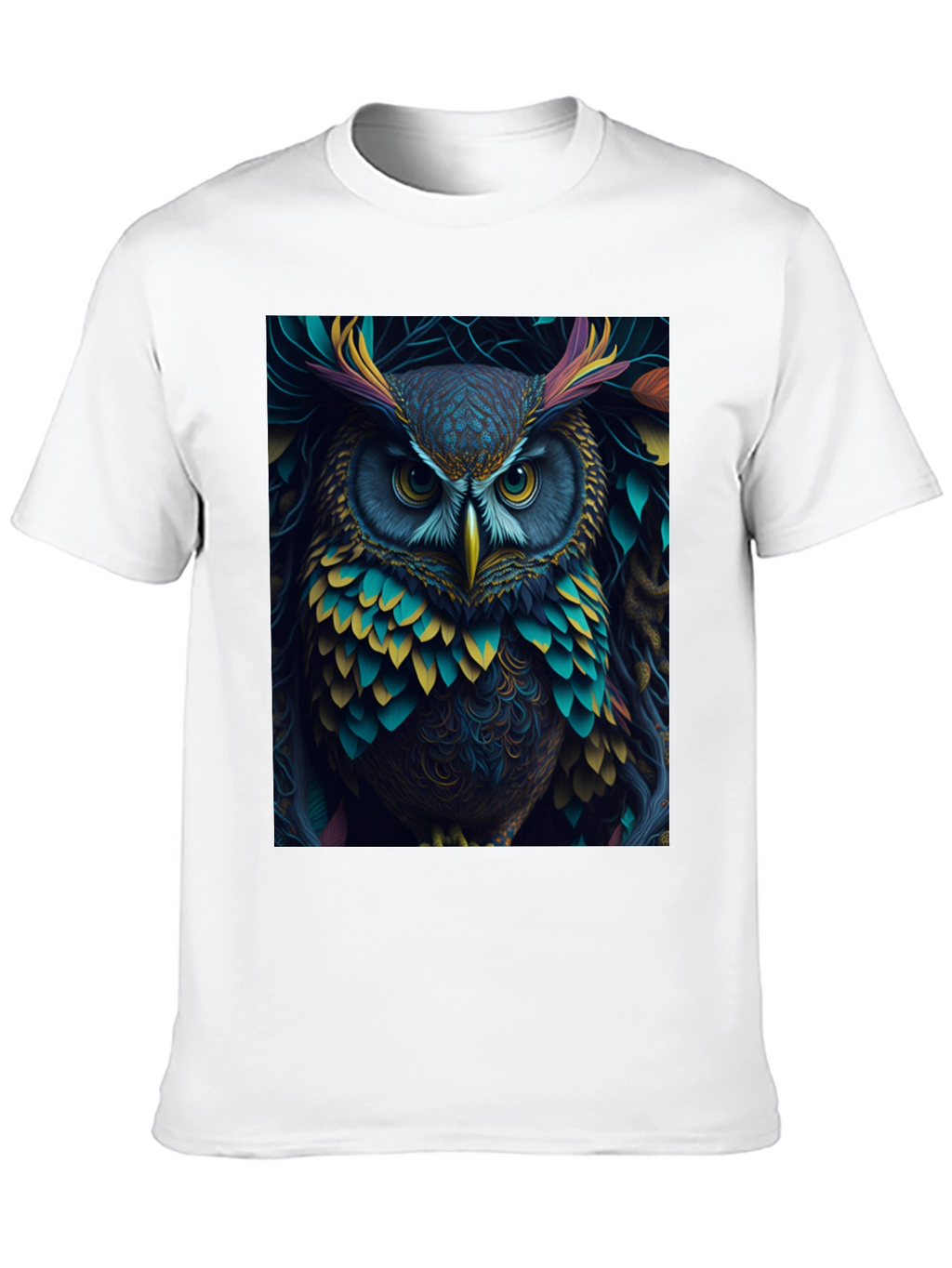 Owl Graphic Tee - Vibrant Bird Art Print