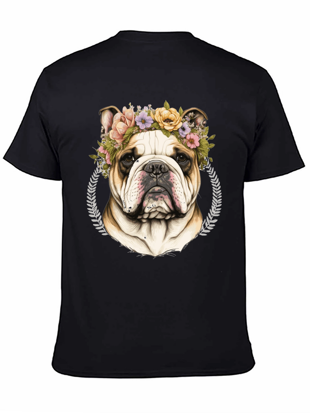 Bulldog Floral Crown Graphic Tee