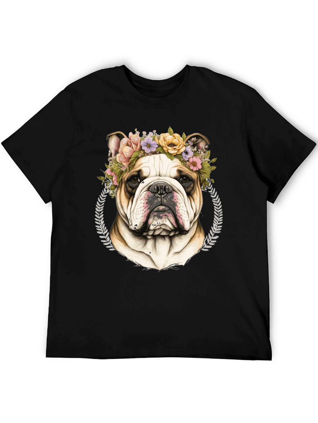 Bulldog Floral Crown Graphic Tee