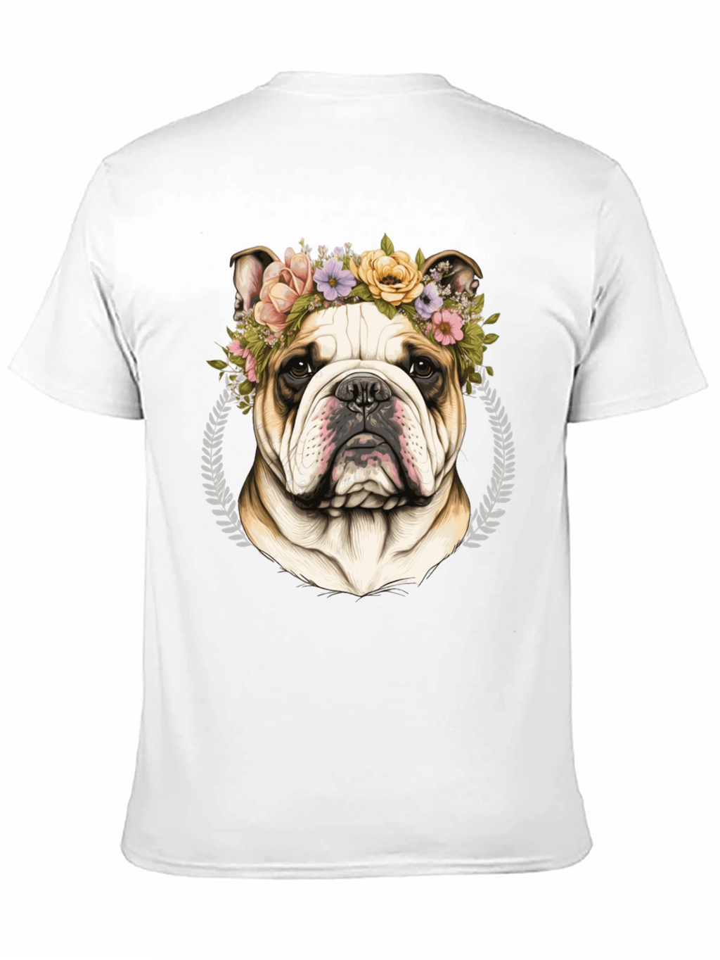 Bulldog Floral Crown Graphic Tee