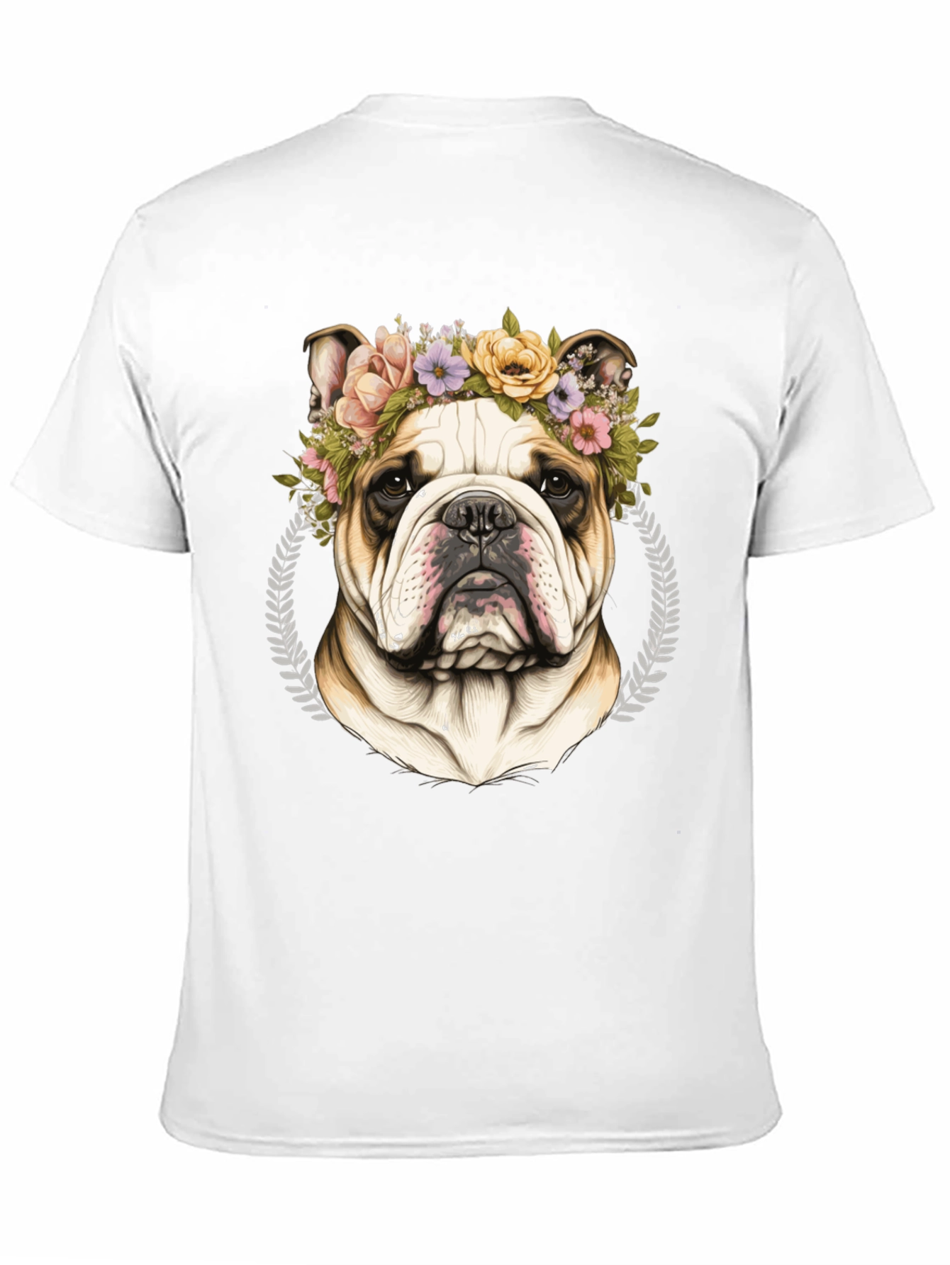 Bulldog Floral Crown Graphic Tee