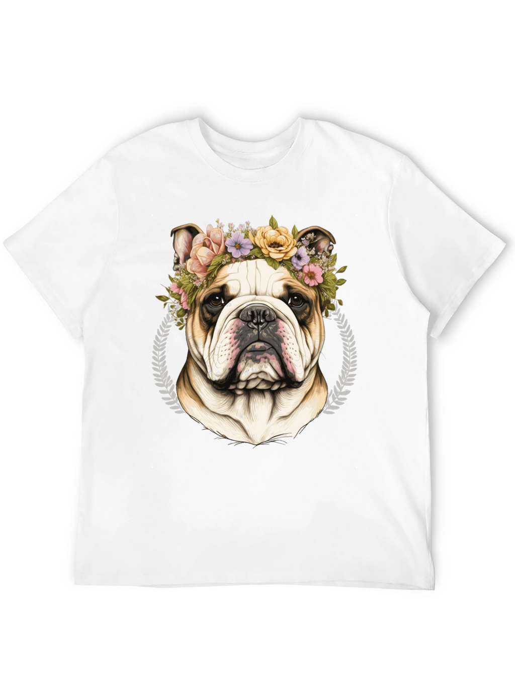 Bulldog Floral Crown Graphic Tee