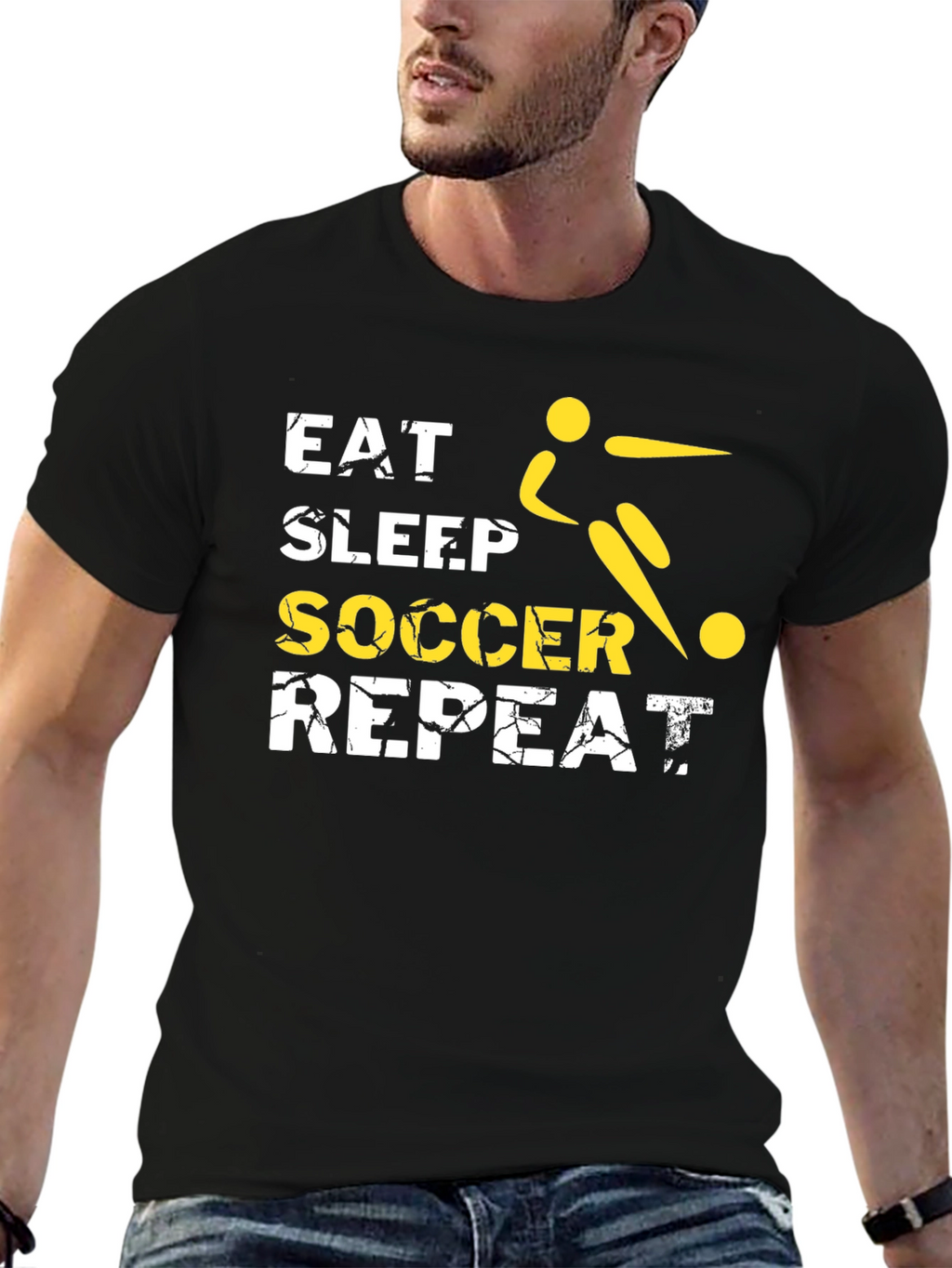 Eat Sleep Soccer Repeat Black T-Shirt